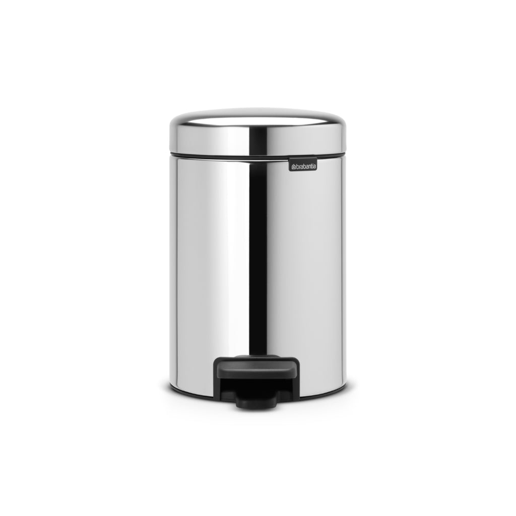 Brabantia Newicon Pedal Bin 3 L Brilliant Steel - Odor-Proof - Soft-Close Lid