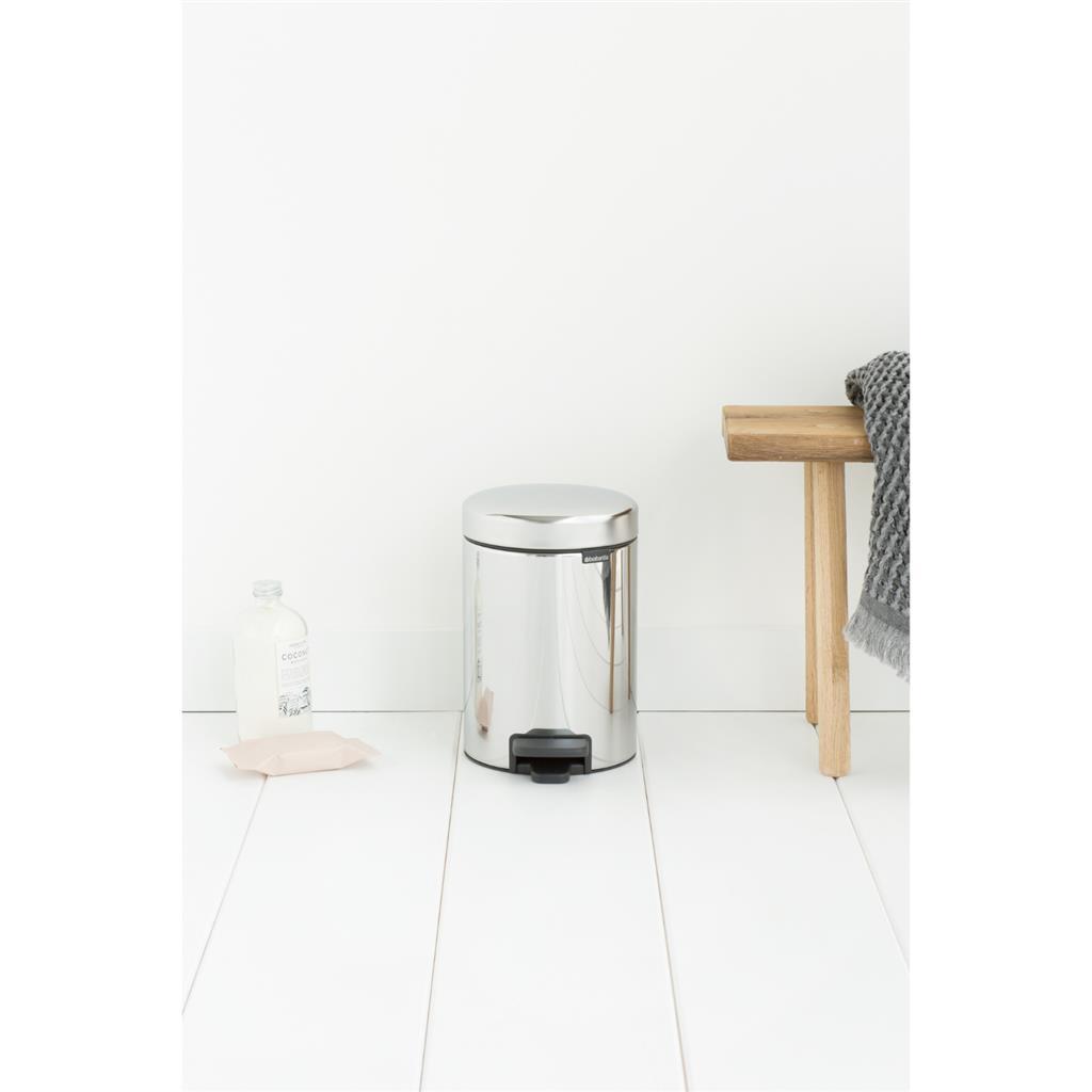 Brabantia Newicon Pedal Bin 3 L Brilliant Steel - Odor-Proof - Soft-Close Lid