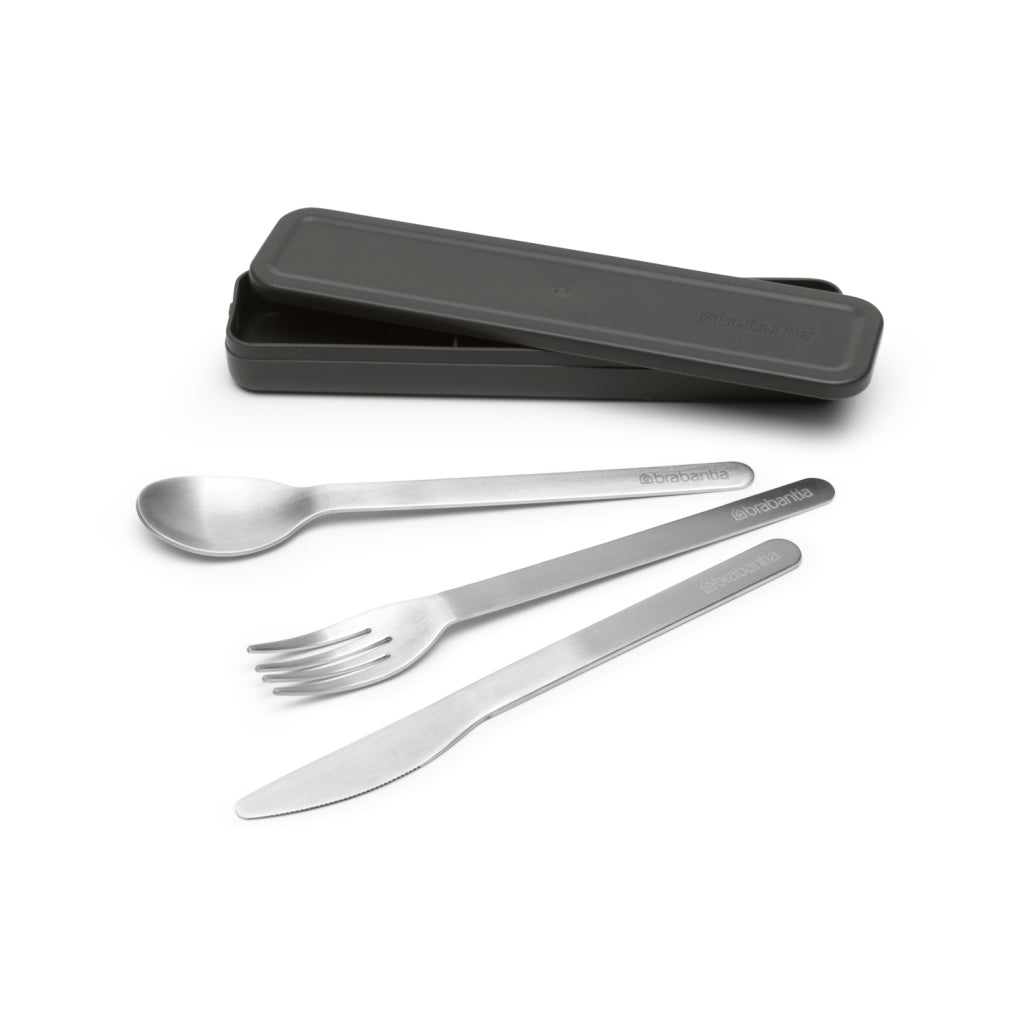 Brabantia Make & Take Cutlery Set Dark Grey - 3-piece Knife, Fork, Spoon