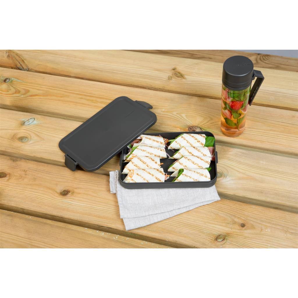 Brabantia Make and Take Lunch Set - Water Bottle & Flat Lunch Box, Dark Gray