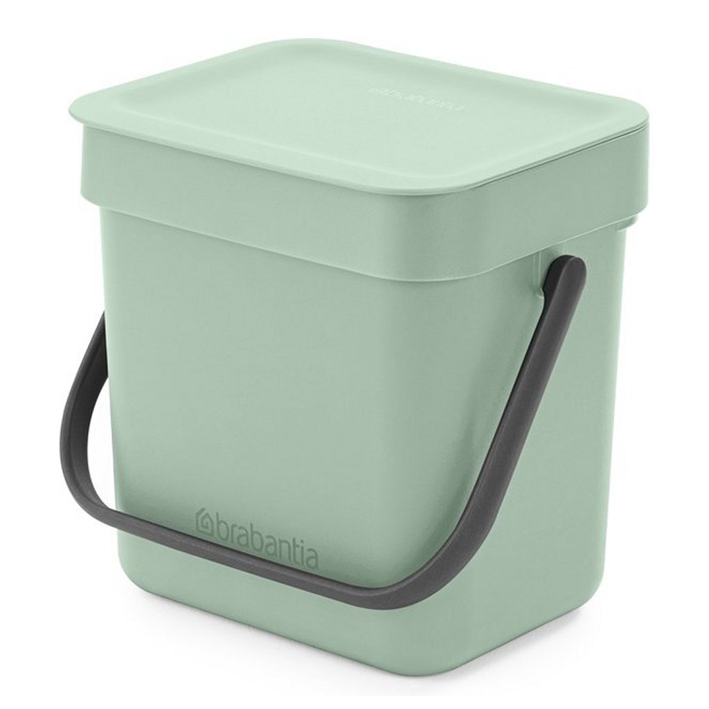Brabantia Sort & Go Waste Bin 3 L - Space-Saving, Wall-Mountable, Jade Green