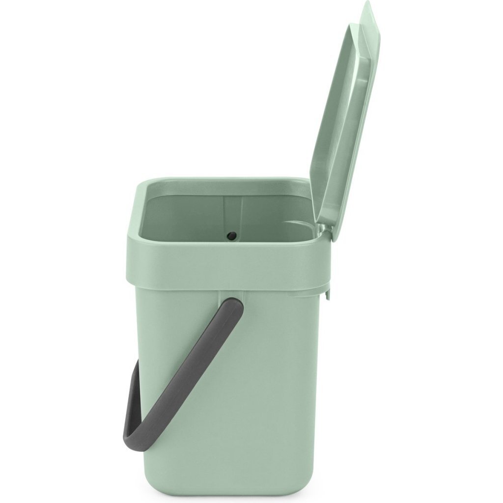 Brabantia Sort & Go Waste Bin 3 L - Space-Saving, Wall-Mountable, Jade Green