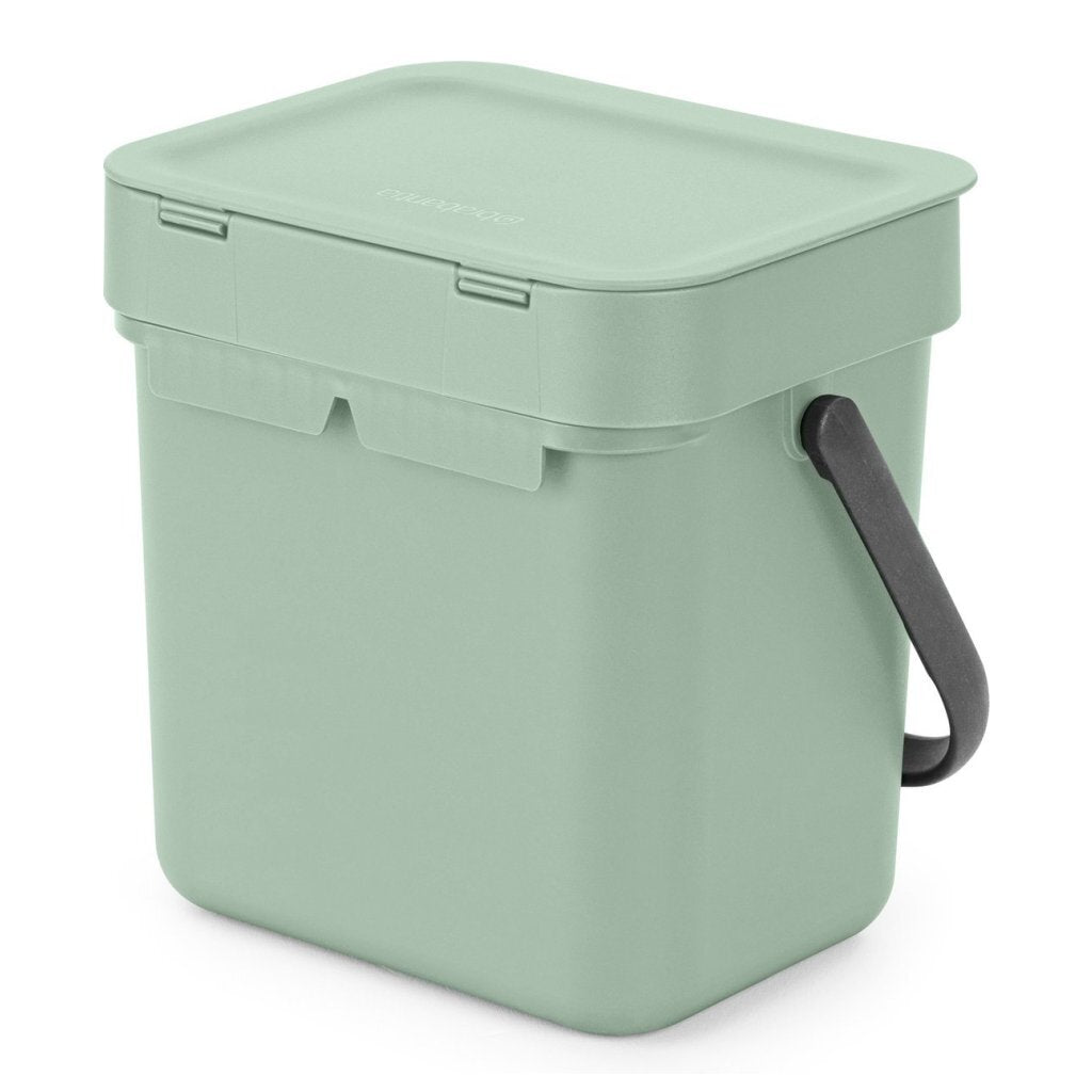 Brabantia Sort & Go Waste Bin 3 L - Space-Saving, Wall-Mountable, Jade Green