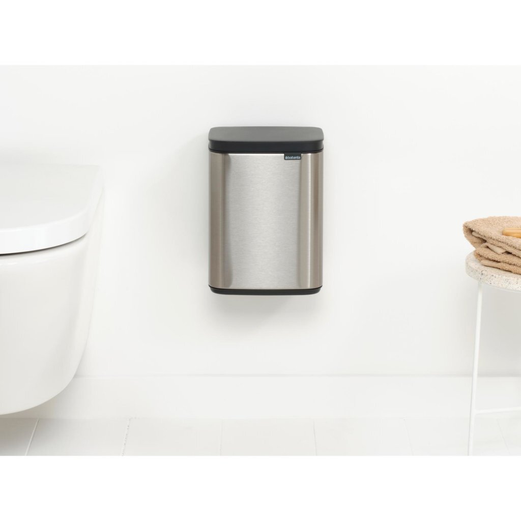 Brabantia Bo Waste Bin 4 L Matt Steel - Space-Saving - Soft-Close Lid