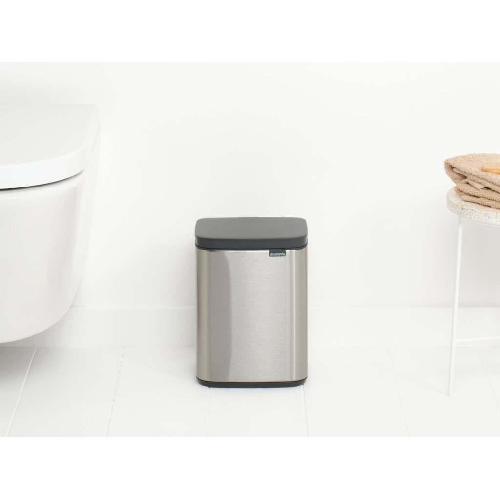 Brabantia Bo Waste Bin 4 L Matt Steel - Space-Saving - Soft-Close Lid