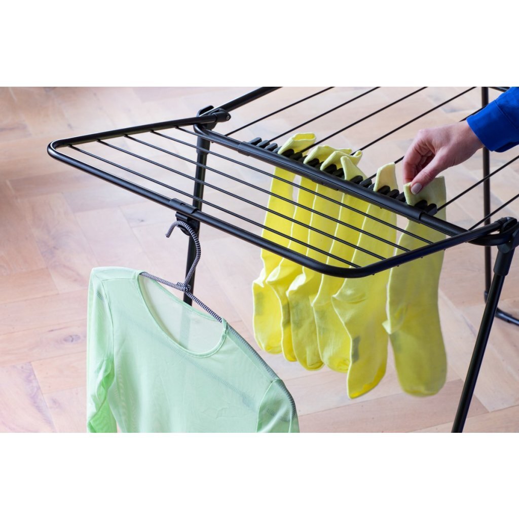 Brabantia HangOn Too Drying Rack 18 m Matte Black - Compact Laundry Solution