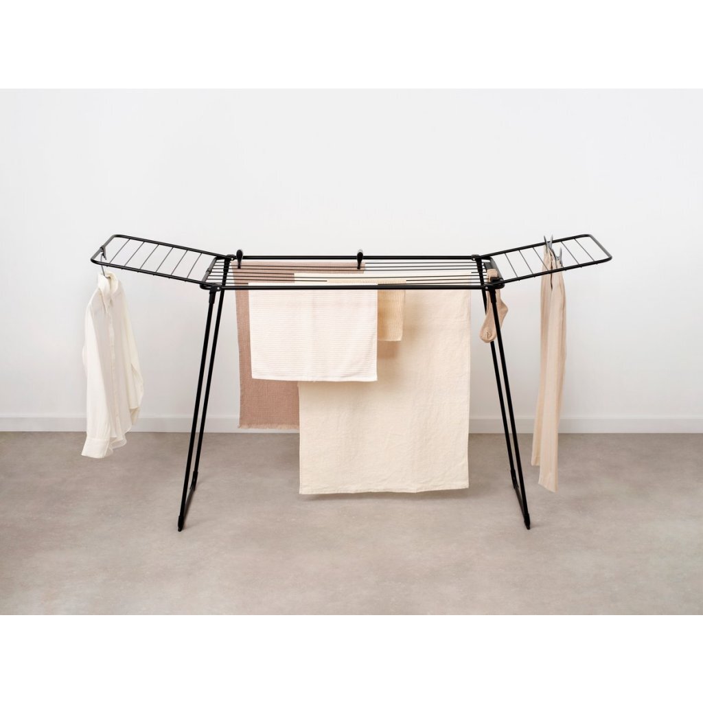Brabantia HangOn Too Drying Rack 22 m Matte Black - Ideal for Large Loads