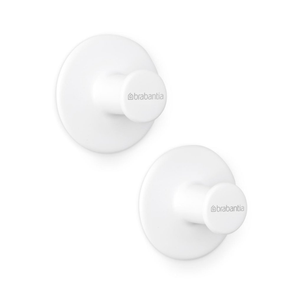 Brabantia ReNew Towel Hooks 2 Pieces White - Easy to Install