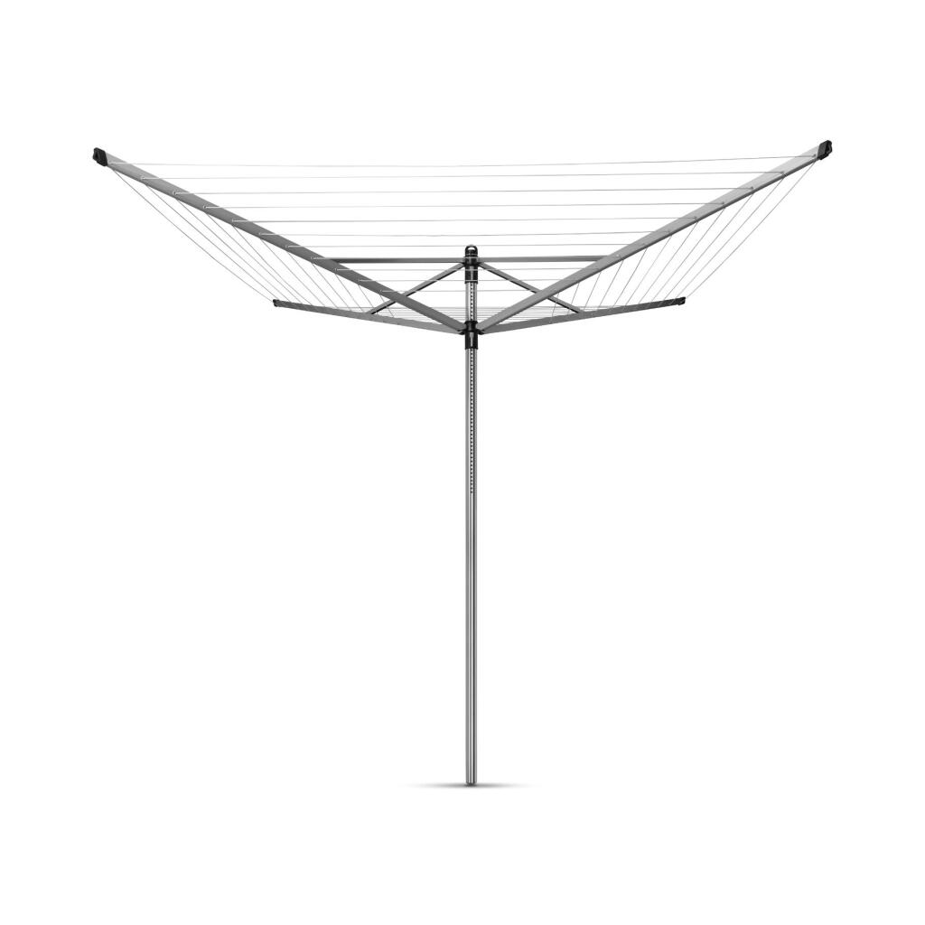 Brabantia Lift-O-Matic Drying Rack 60 m Drying Length + Ground Hook and Cover Metallic Grey