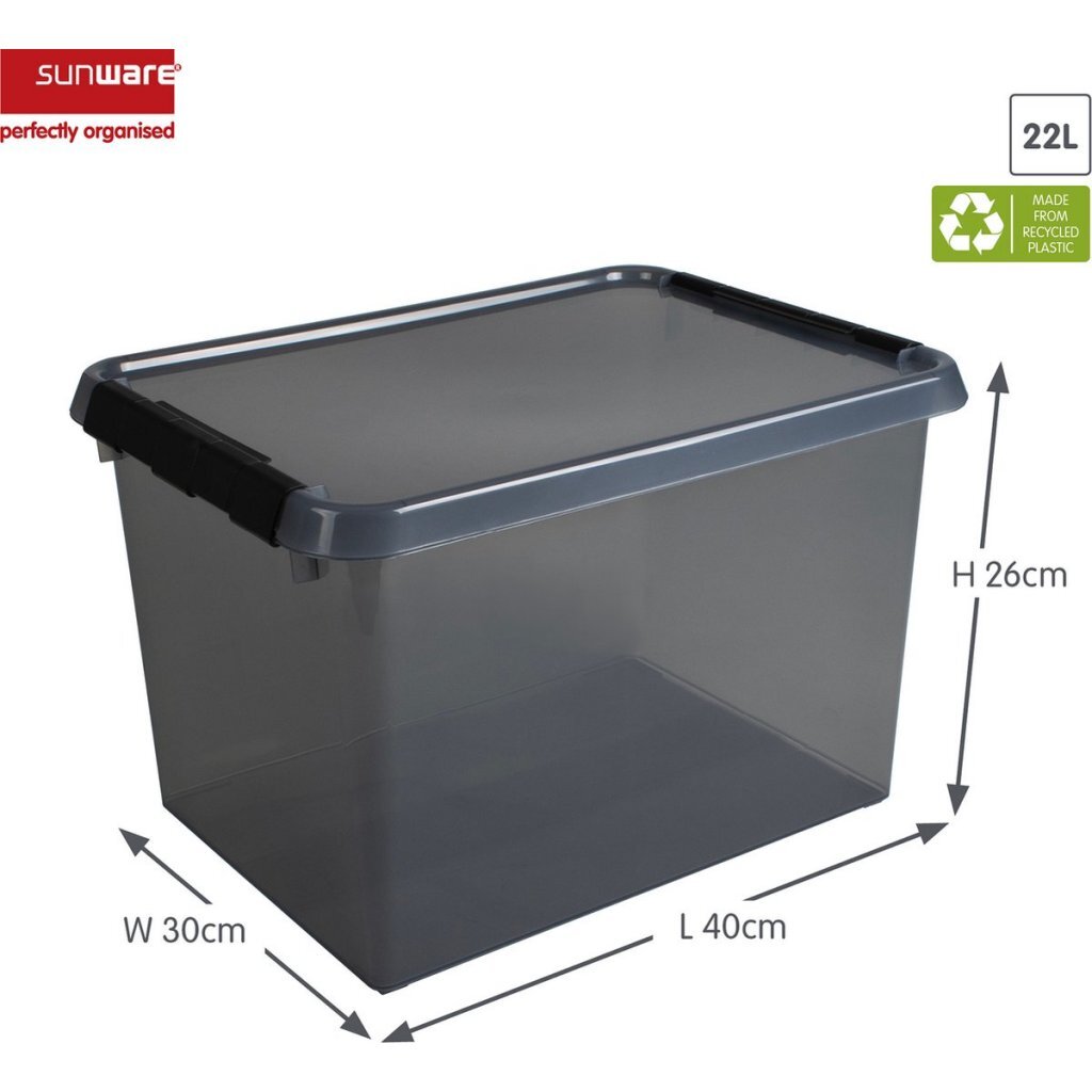 Sunware Comfort Line Storage Box 22 L 40x30x26 cm Transparent/Anthracite