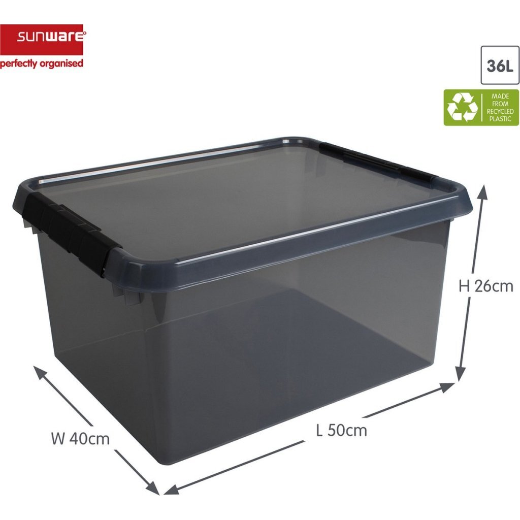 Sunware Comfort Line Storage Box 36 L 50x40x26 cm Transparent/Anthracite