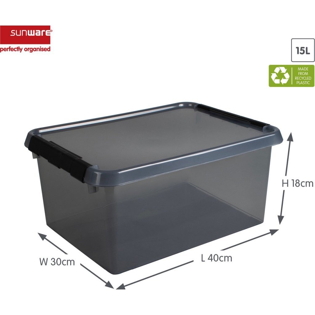 Sunware Comfort Line Storage Box 15 L Transparent/Anthracite 40x30x18 cm