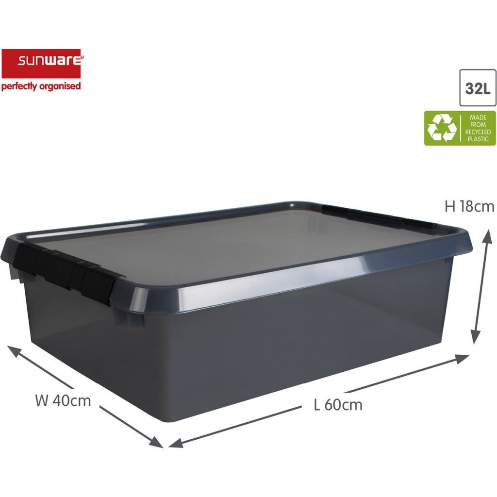 Sunware Comfort Line Storage Box 32 L 60x40x18 cm Transparent/Anthracite
