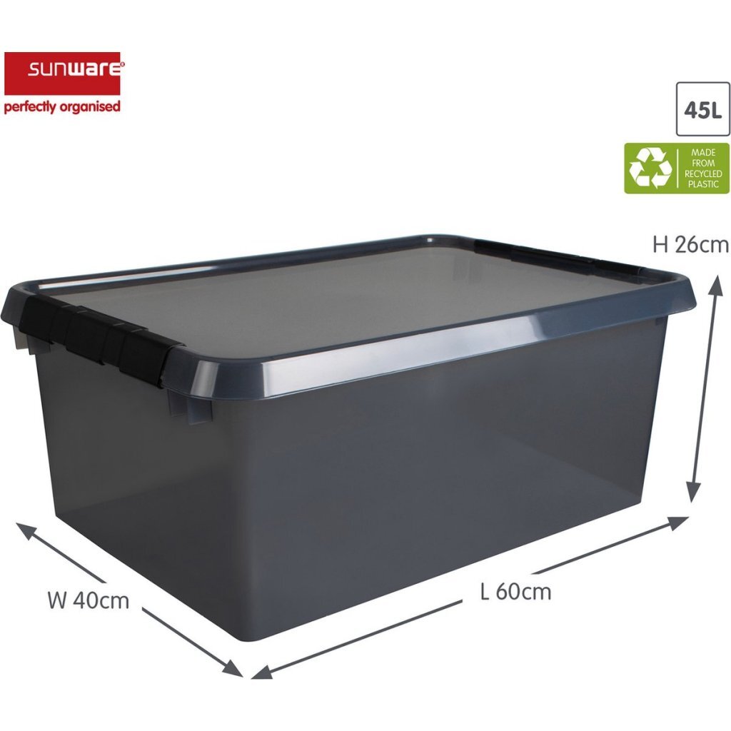 Sunware Comfort Line Storage Box 45 L 60x40x26 cm Transparent/Anthracite