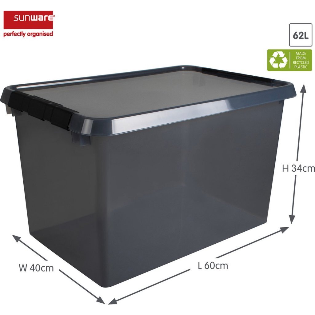Sunware Comfort Line Storage Box 62 L 60x40x34 cm Transparent/Anthracite