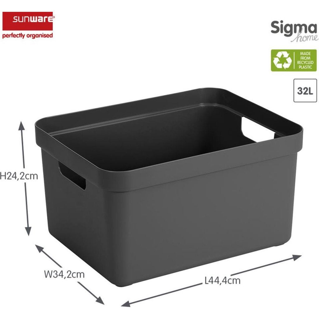Sunware Sigma Home Storage Box 32 L Anthracite 44.4x34.2x24.2 cm