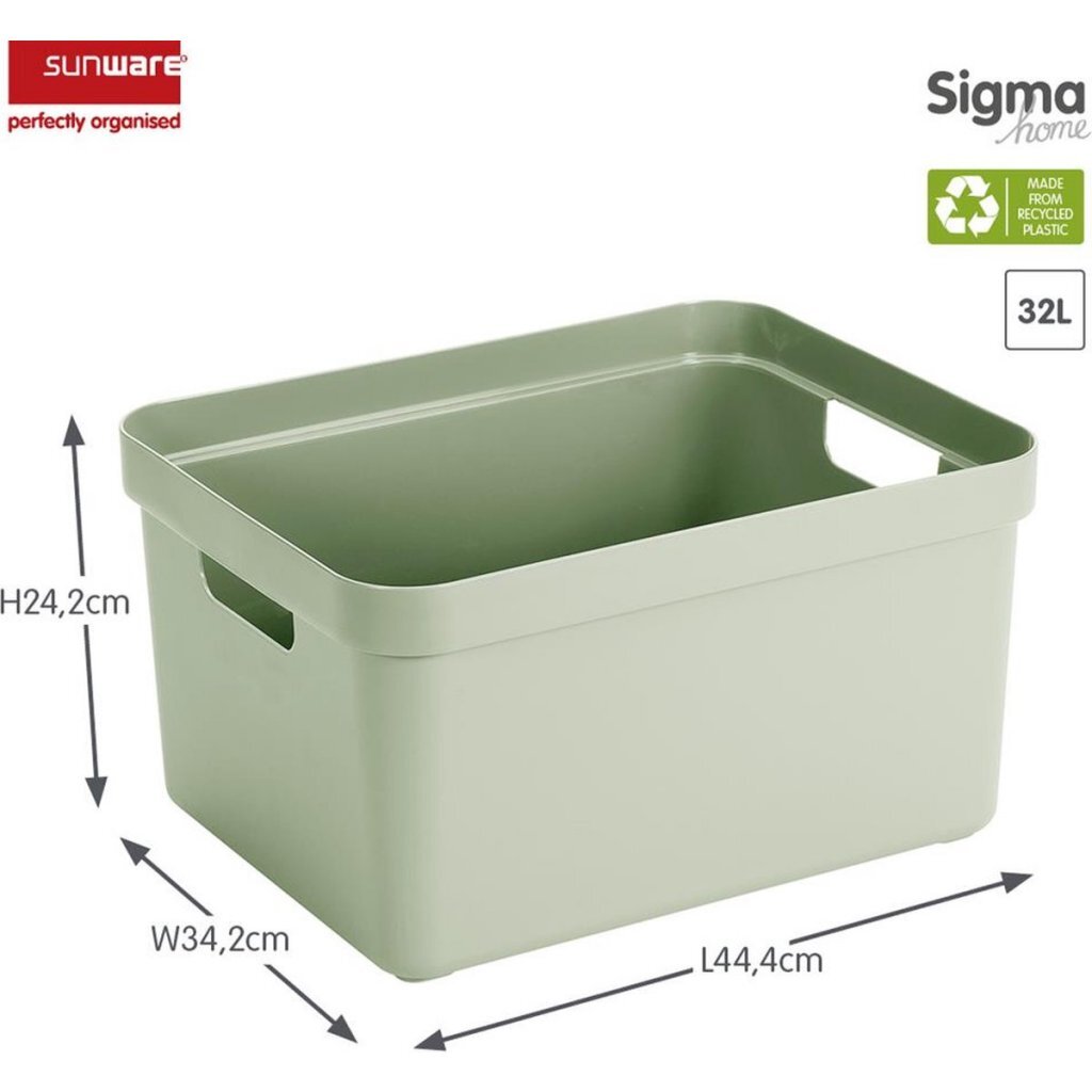 Sunware Sigma Home Storage Box 32 L Sage Green 44.4x34.2x24.2 cm