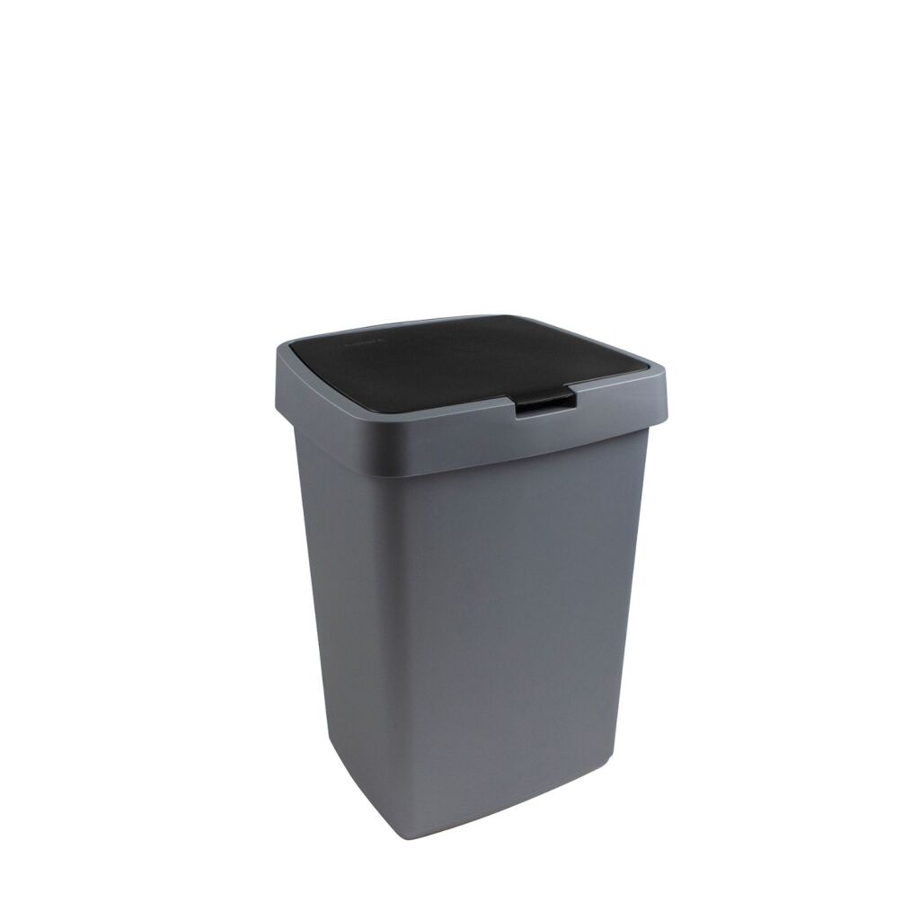 Sunware Delta Waste Bin with Lid 25 L Silver Grey