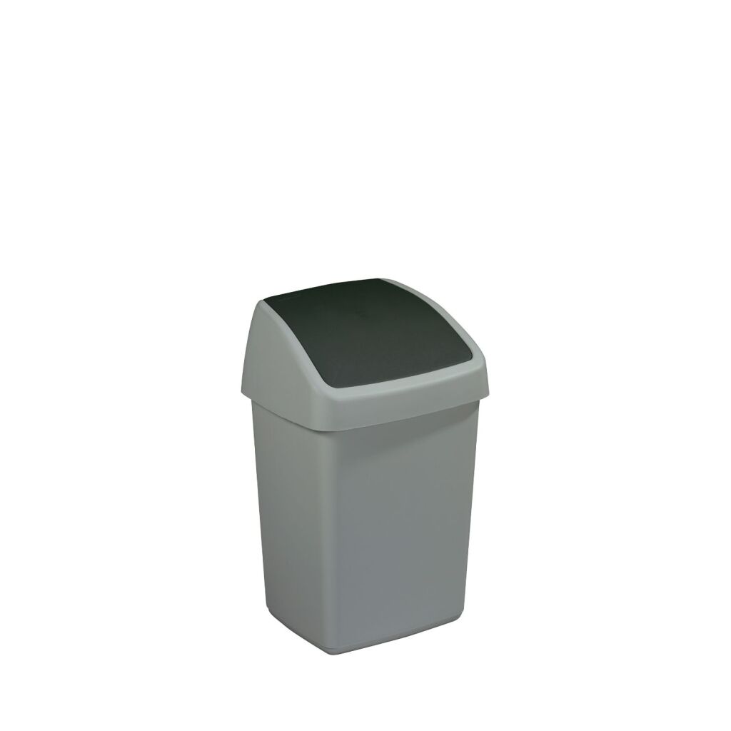 Sunware Delta Waste Bin with Swing Lid 10 L Silver Grey