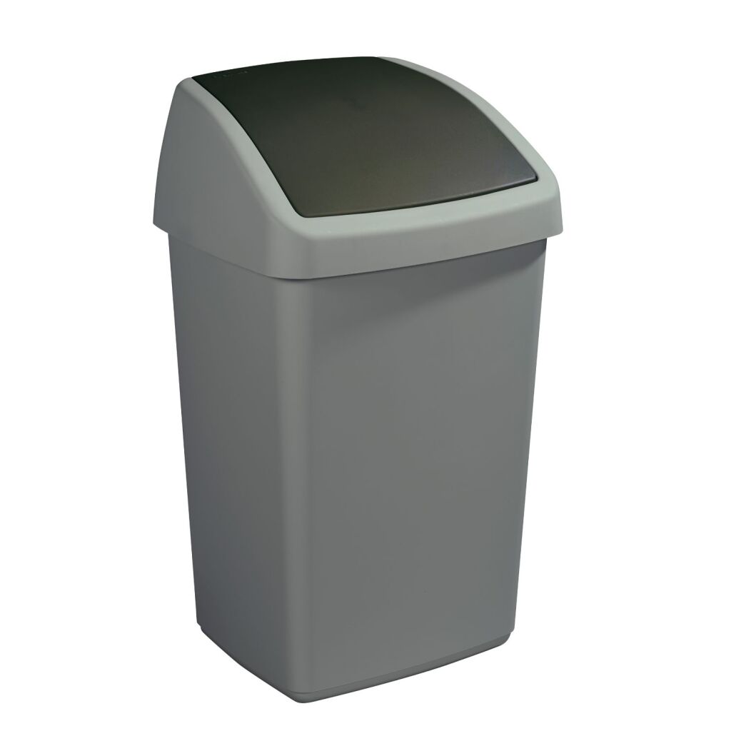 Sunware Delta Waste Bin 50 L - Silver Grey with Swing Lid