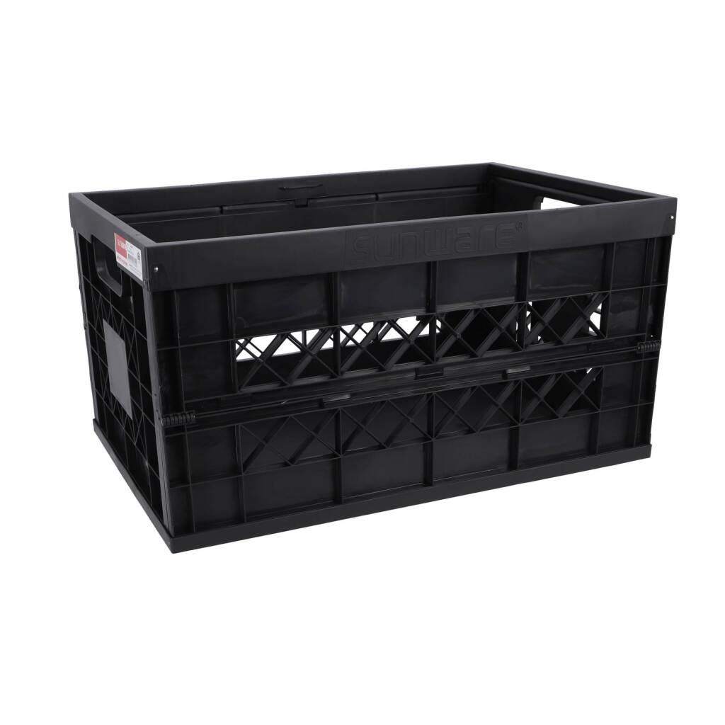 Sunware Heavy Duty Folding Crate 45 L Black