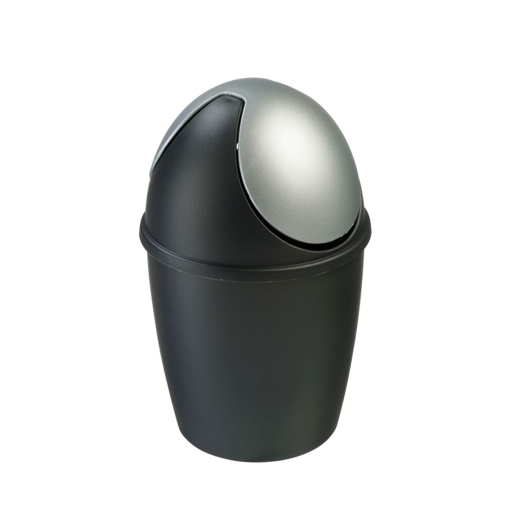 Sunware Tabletop Waste Bin with Swing Lid 1.5 L Black/Silver - 14 x 22 cm