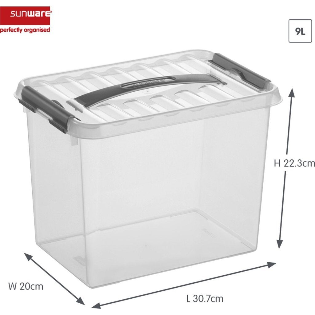 Sunware Q-Line Storage Box 9 L 30x20x22.3 cm Transparent/Grey