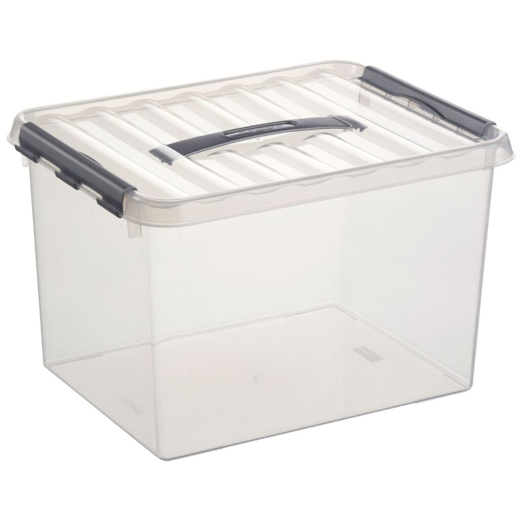 Sunware Q-Line Storage Box 22 L Transparent/Grey with Lid