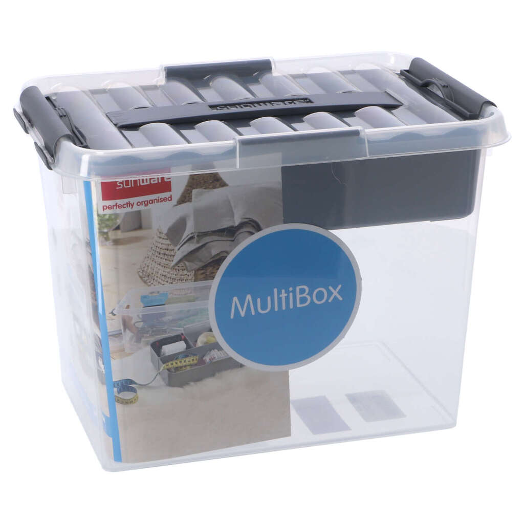 Sunware Q-Line Storage Box with Insert 9 L Transparent/Grey