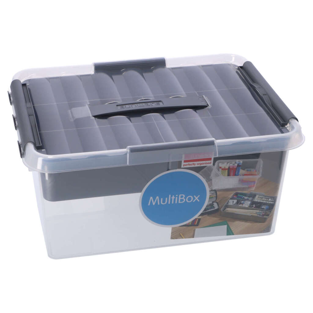 Sunware Q-Line Storage Box with Insert 15 L Transparent/Grey