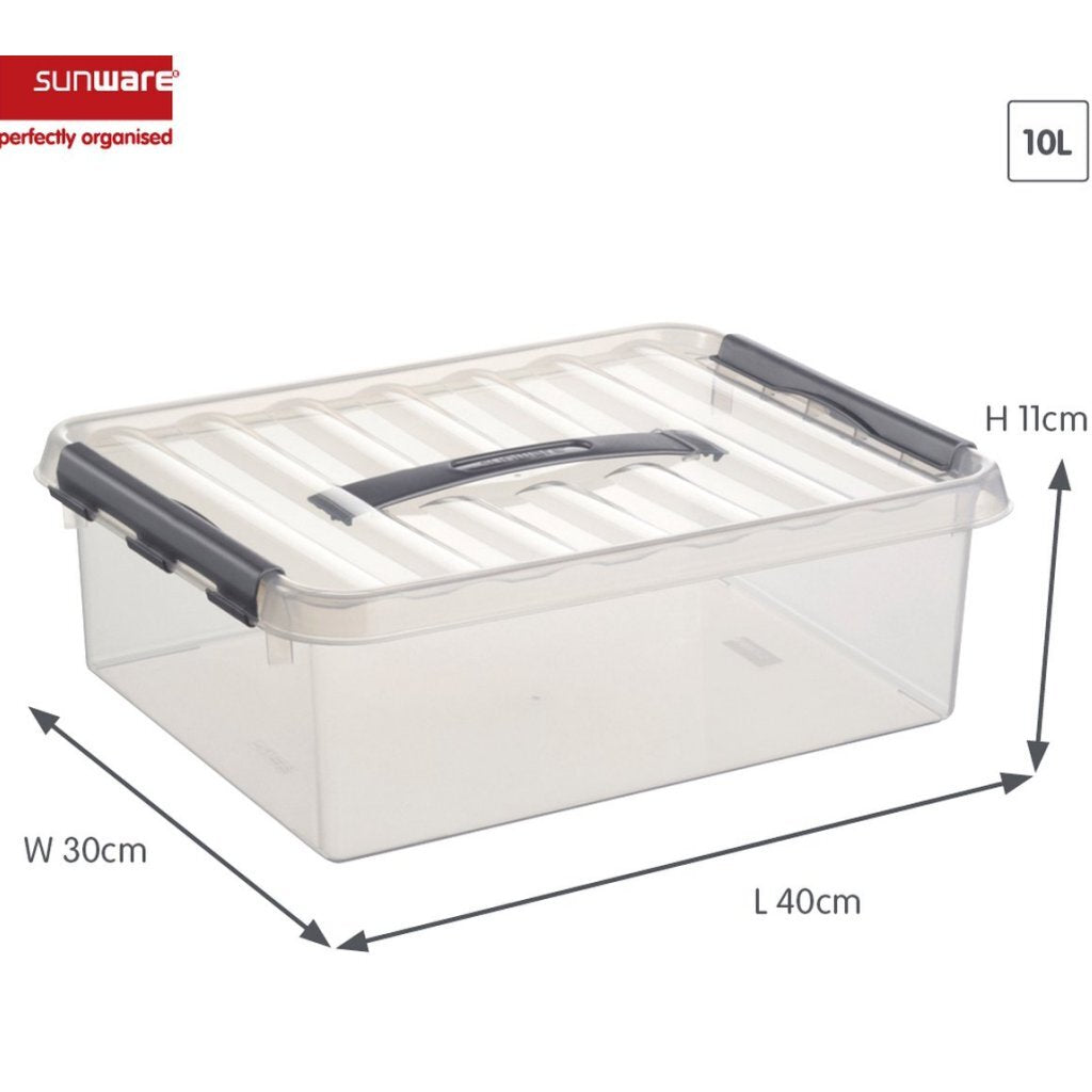 Sunware Q-Line Storage Box 10 L 40x30x11 cm Transparent/Grey