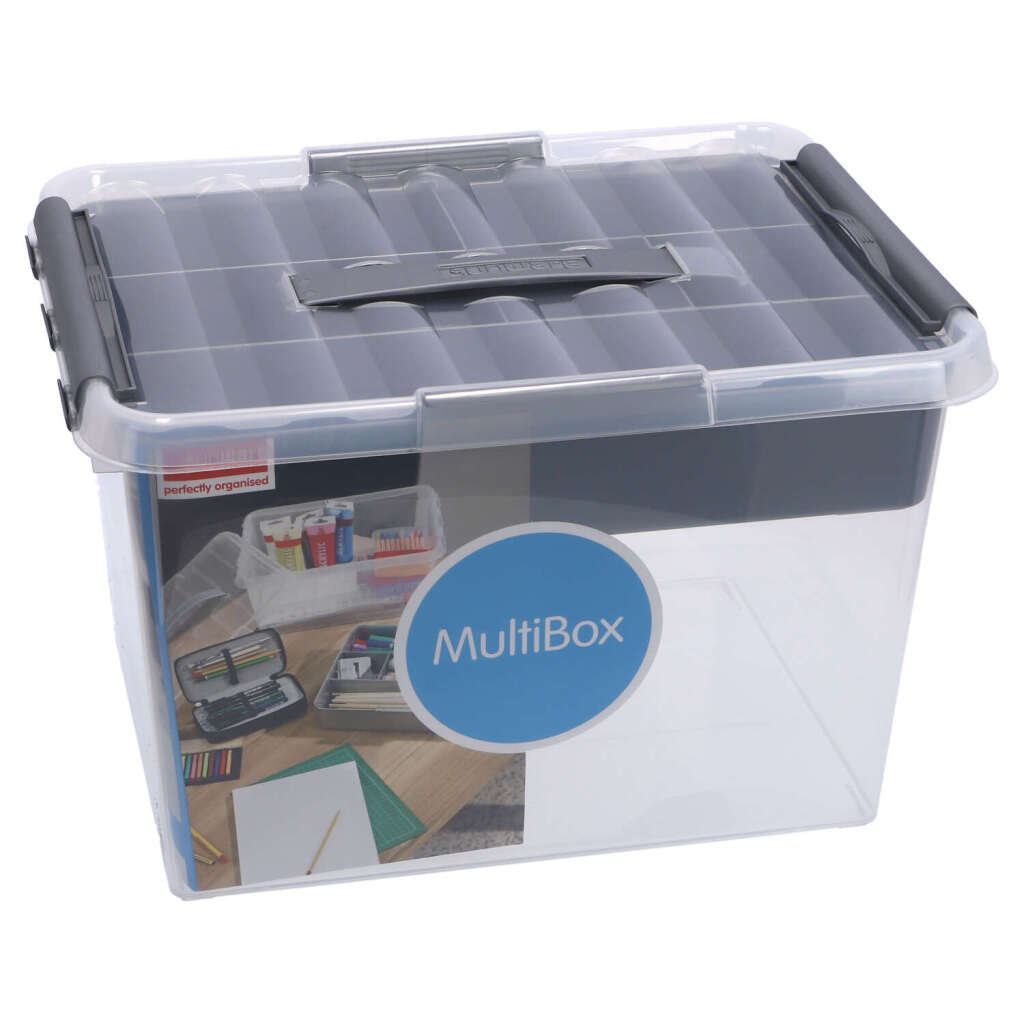 Sunware Q-Line Storage Box 22 L Silver/Transparent with Insert