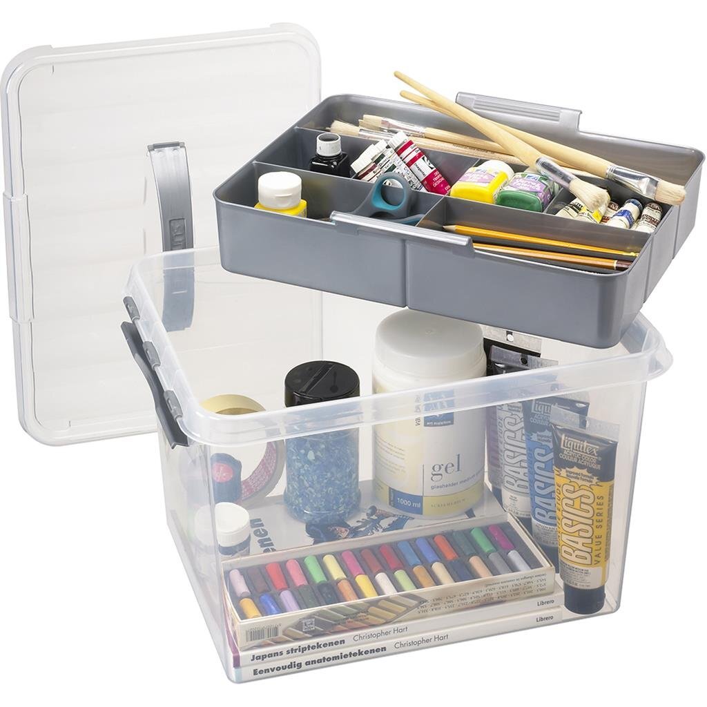 Sunware Q-Line Storage Box 22 L Silver/Transparent with Insert