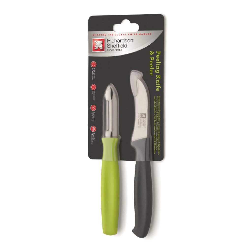 Richardson Sheffield R400 Peeler and Peeling Knife - Green/Black