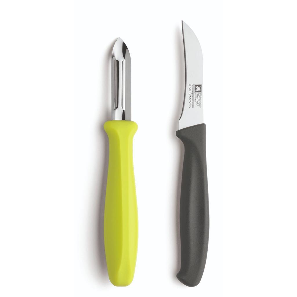 Richardson Sheffield R400 Peeler and Peeling Knife - Green/Black
