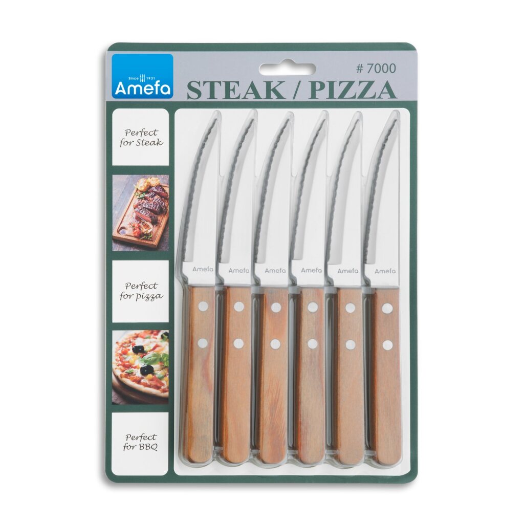Amefa Pizza/Steak Knife Set 6-piece with Wooden Handles