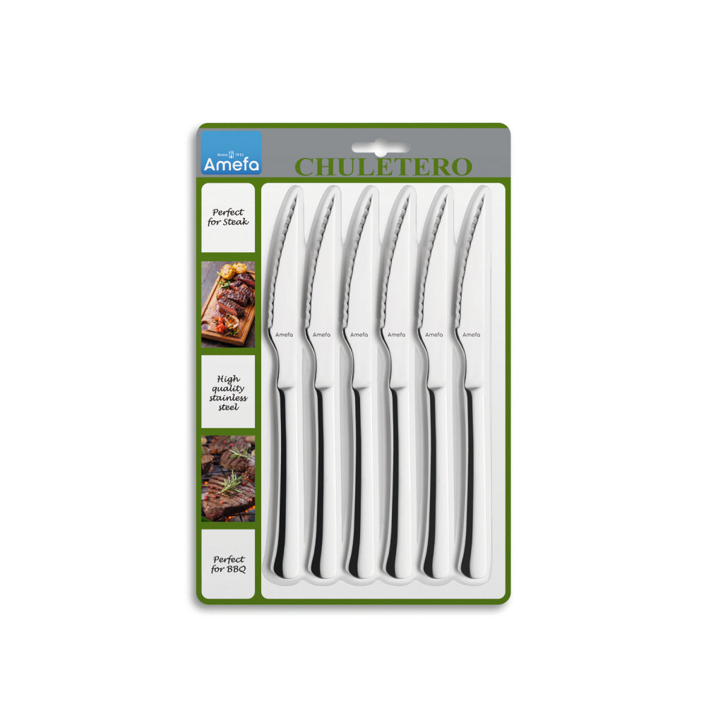 Amefa Chuletero Stainless Steel Steak Knives Set of 6