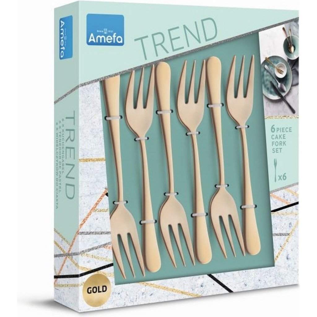Amefa Austin Pastry Forks 6 Pieces Matte Gold