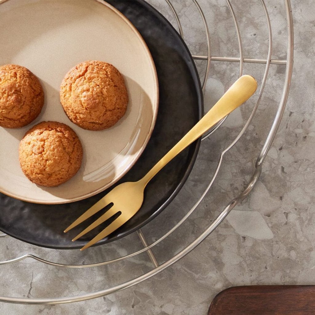 Amefa Austin Pastry Forks 6 Pieces Matte Gold