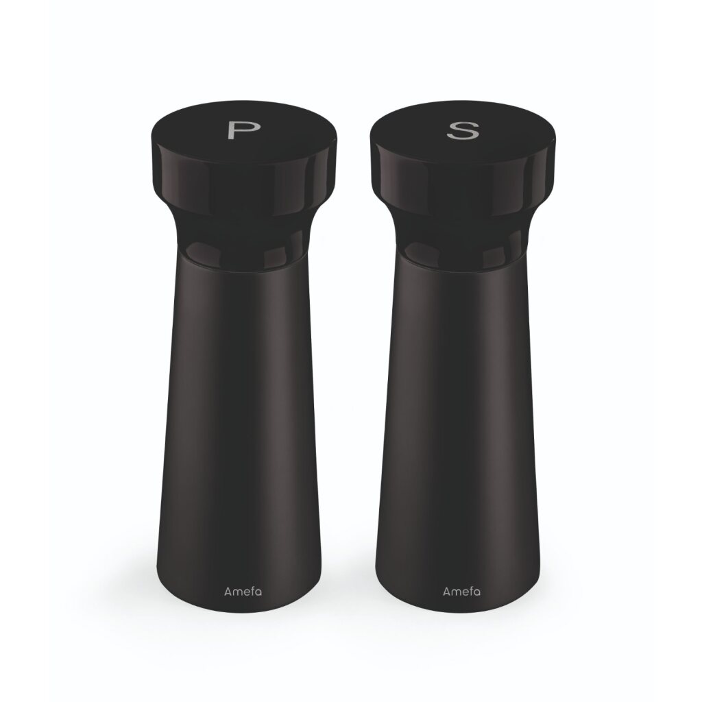 Amefa Wooden Pepper and Salt Mill Set 15 cm 2 Pieces Black