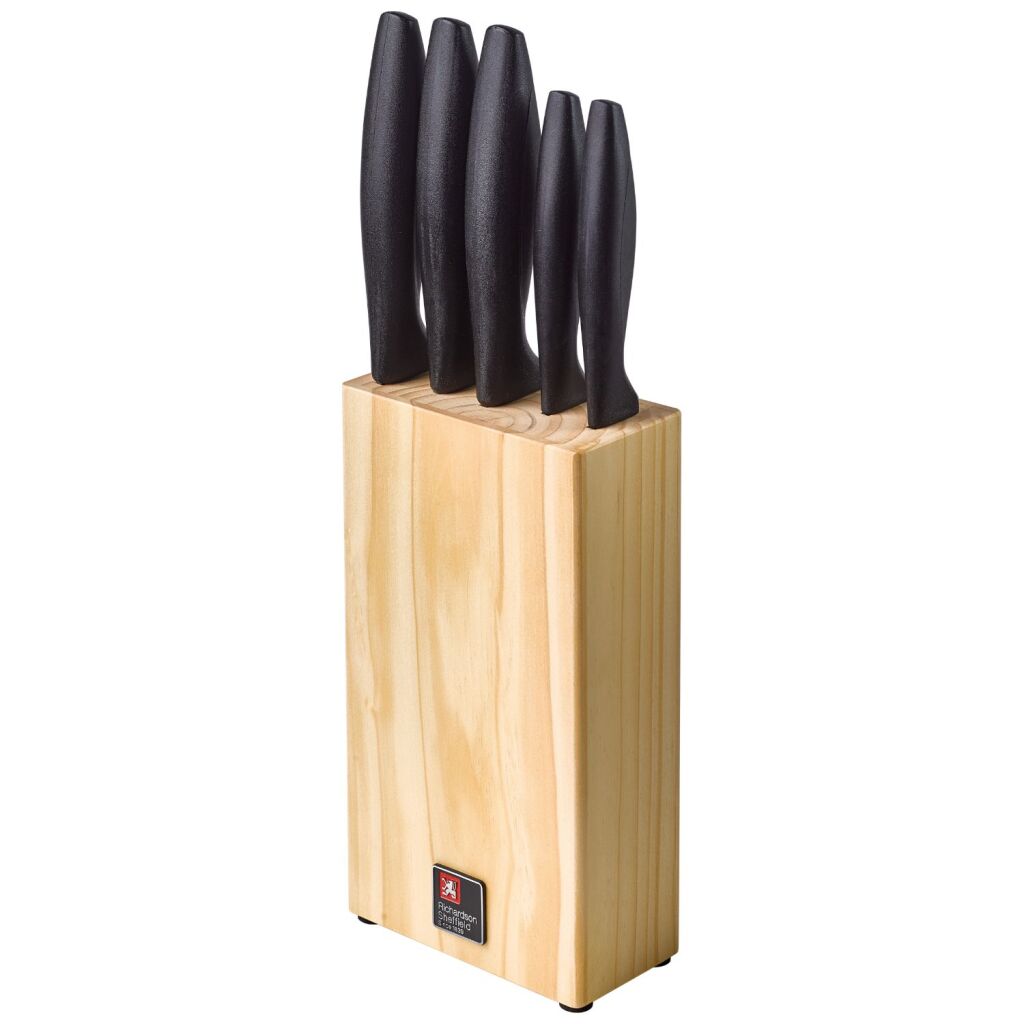 Richardson Sheffield Wooden Knife Block with 5 Knives - Stainless Steel