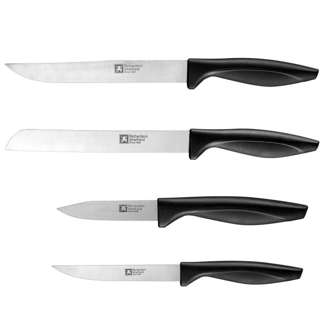 Richardson Sheffield Wooden Knife Block with 5 Knives - Stainless Steel