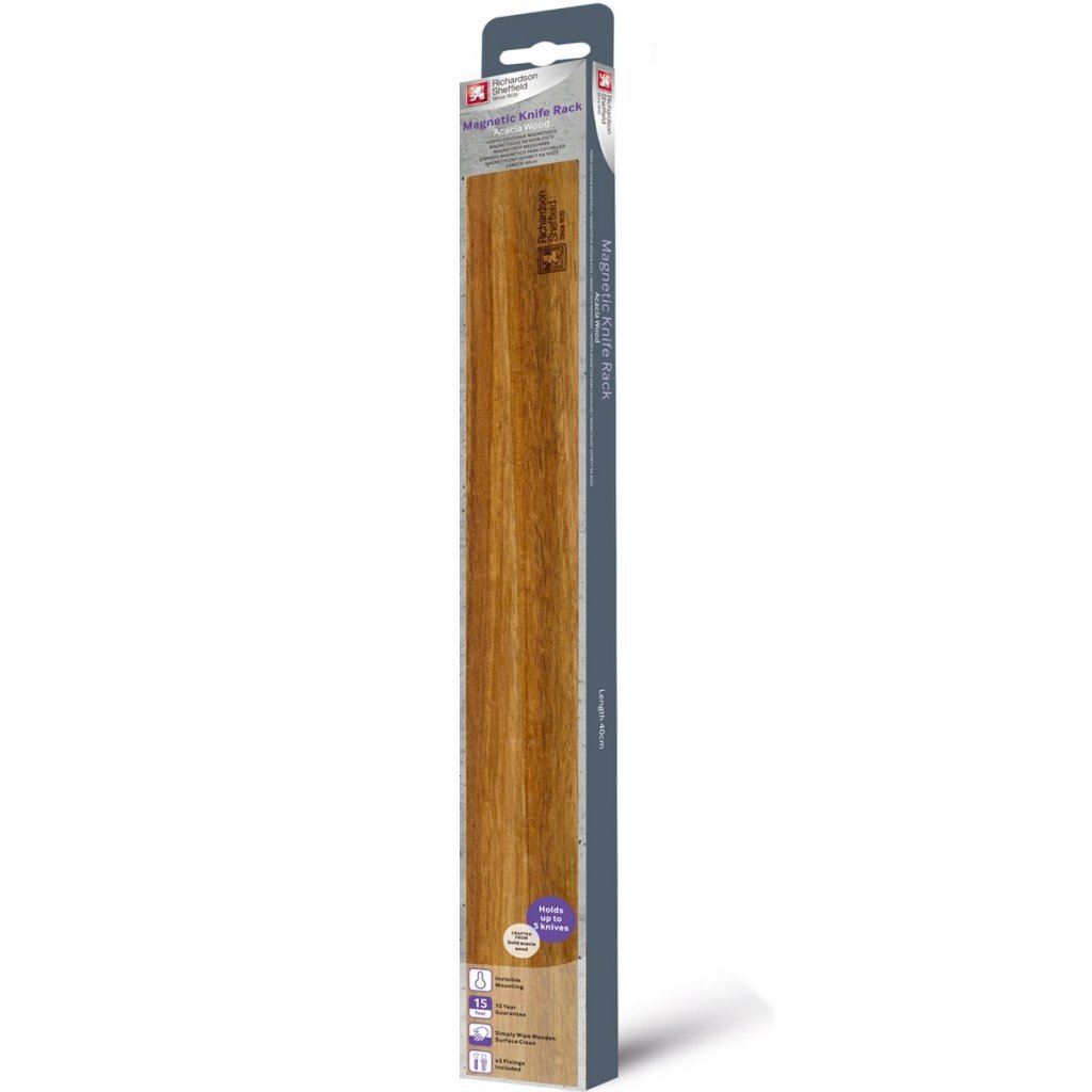 Richardson Sheffield Magnetic Knife Holder Acacia Wood - Holds 5 Knives