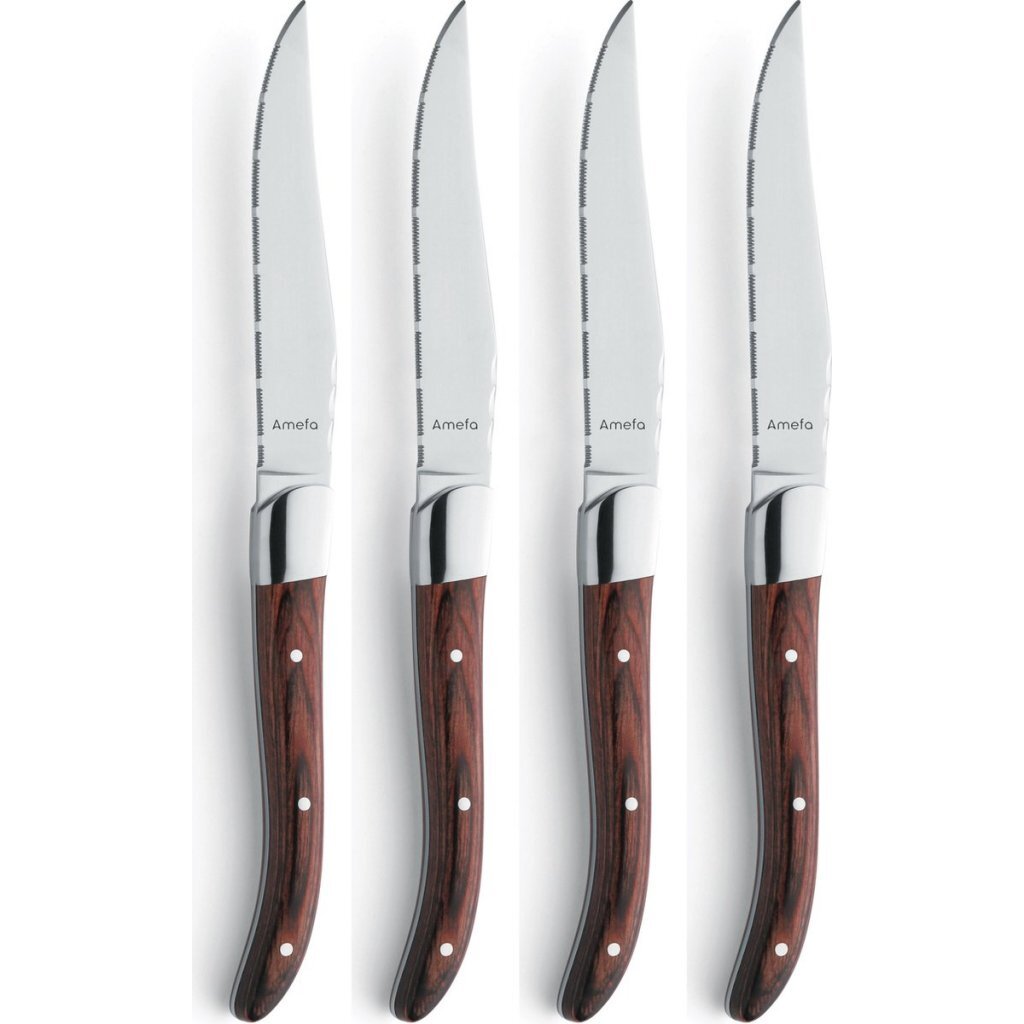 Amefa Royal Steak Steak Knives 4 Pieces Maroon Brown