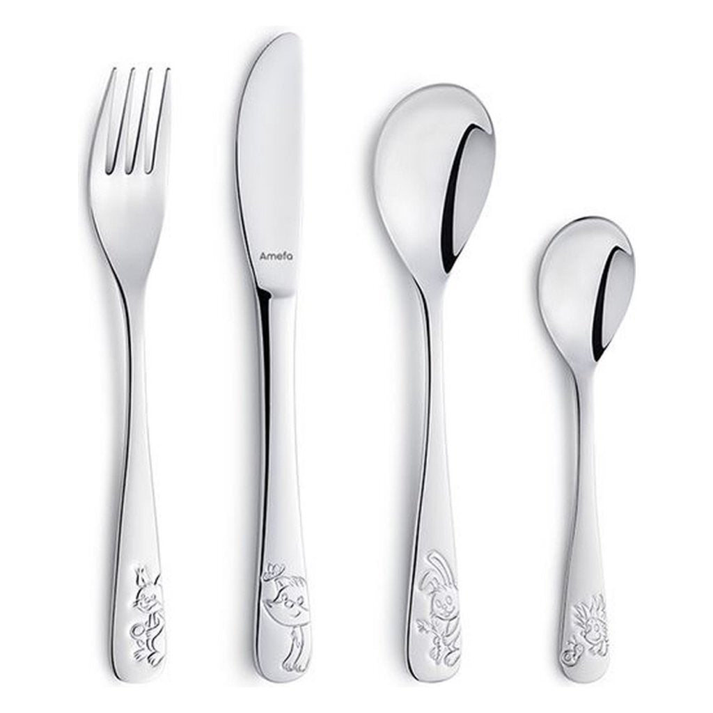 Amefa Children's Cutlery Forrest Friends 4-piece Silver - 18/10 Stainless Steel