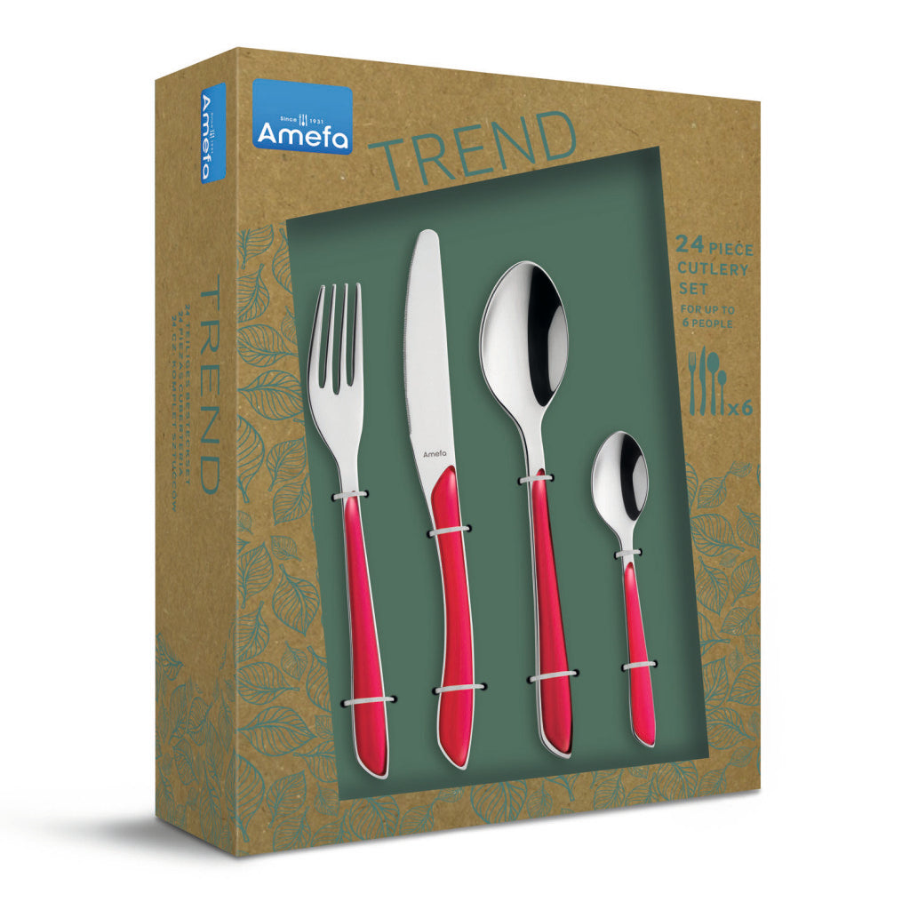 Amefa Eclat Cutlery Set 24-piece Stainless Steel/Raspberry