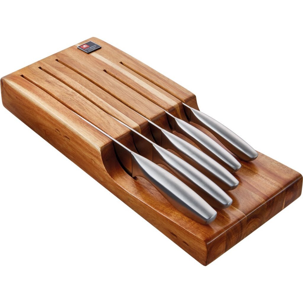 Richardson Sheffield Forme Acacia Wood Knife Block 5-Piece Stainless Steel Set