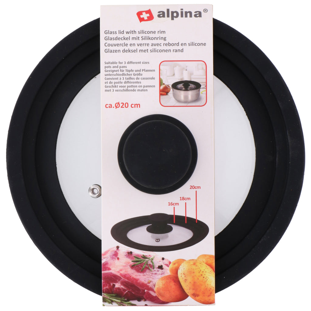 Alpina Glass Lid with Silicone Rim - 16/18/20 cm