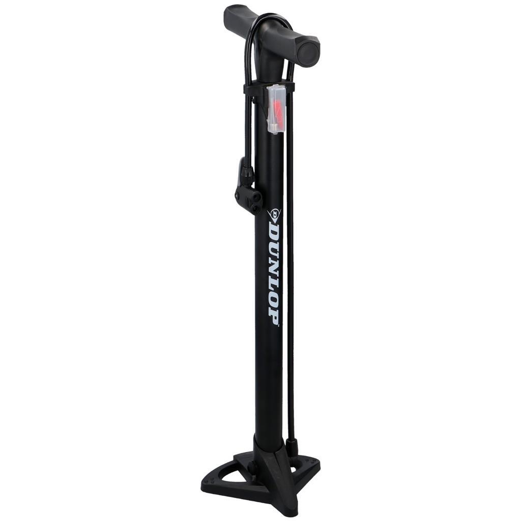 Dunlop Bicycle Pump Double Valve Black - Suitable for Presta, Dunlop, Schrader Valves - 63-113 cm