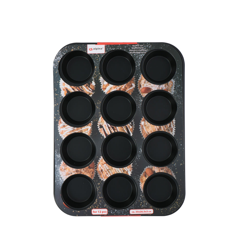 Alpina Muffin Pan 35x26.5x3 cm Black